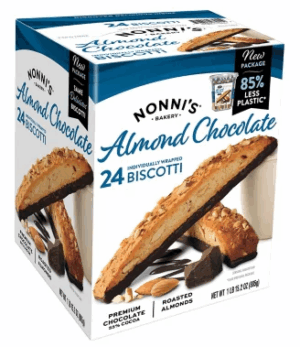 Nonni's Bakery Almond Chocolate Biscotti Individually Wrapped 25ct